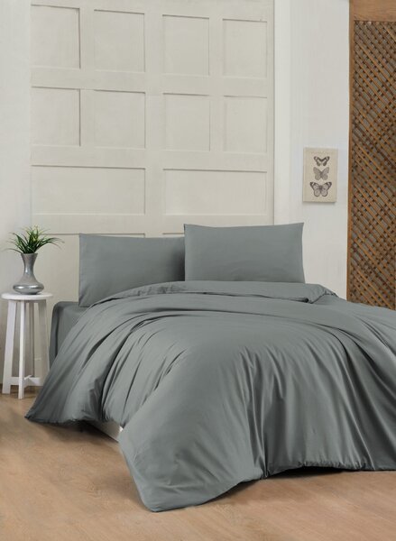 L'Essentiel Linge de Maison, Grigio scuro, Set copripiumino Ranforce king size (FR), grigio scuro, 100 % COTONE RANFORCE, 240 x 220 cm