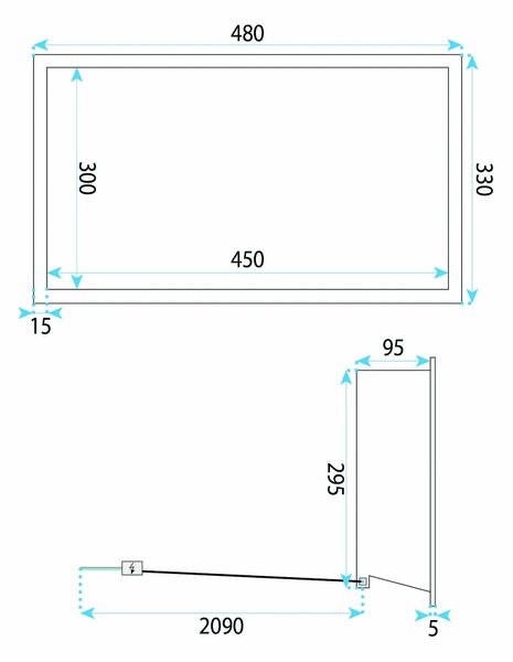 MENSOLA BAGNO LED 30x45 Titan