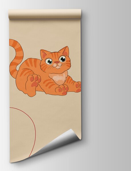 Carta da parati Motivo con gatti e una palla, Carta da parati animali, Carta da parati popolare, t01105 - Tapeko.it