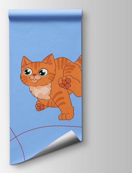 Carta da parati Motivo con gatti e una pallina, Carta da parati animali, Carta da parati popolare, t01105v1 - Tapeko.it