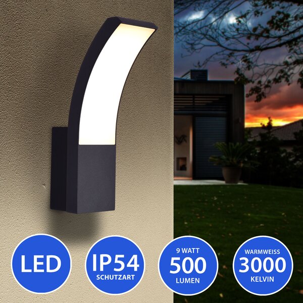 Lampada da parete per esterni a LED ONYX - 4011A, antracite, 9W, IP54