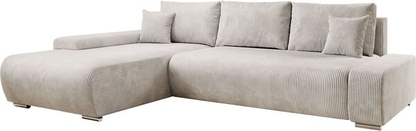 Juskys Divano Iseo sinistro - Forma a L, funzione letto, tessuto, moderno e confortevole - Divano Beige