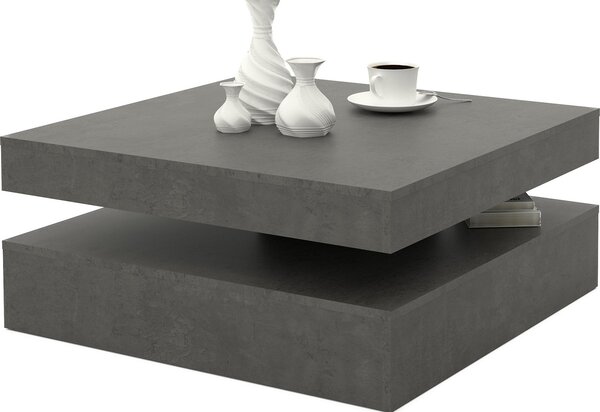 Tavolino da salotto >Coimbra< effetto cemento grigio scuro - 93x34,3x78 cm (LxAxP)
