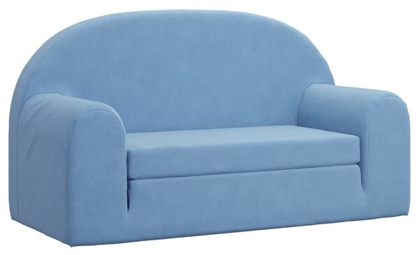 VidaXL Divano letto per bambini a 2 posti blu Morbido peluche