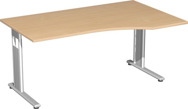 Geramöbel Scrivania per PC Lisbona destra, 1800x1000x720 mm, faggio/argento