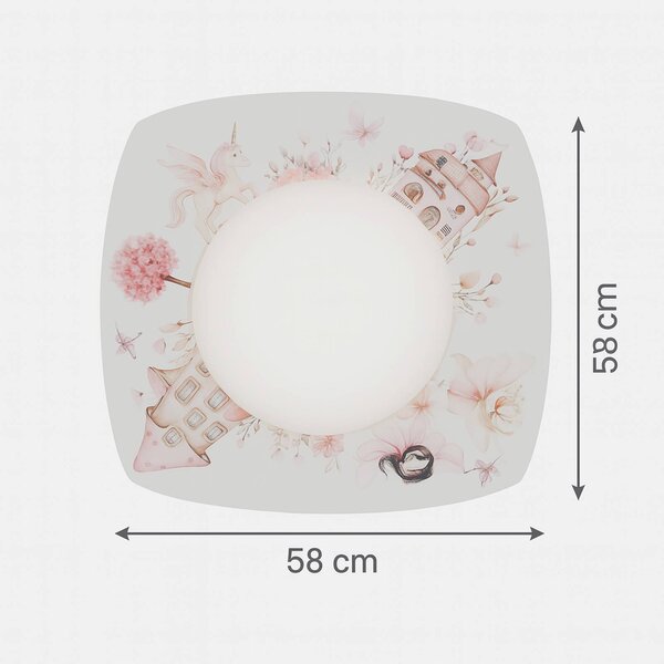 Elobra Plafoniera LED Feenwelt Starlight, bianco/rosa, lunghezza 58 cm dimmerabile, Cameretta, Legno, Plafoniera