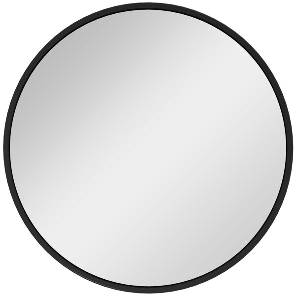 HOMCOM Specchio Rotondo da Parete Moderno in Lega di Alluminio, Ø61cm Nero