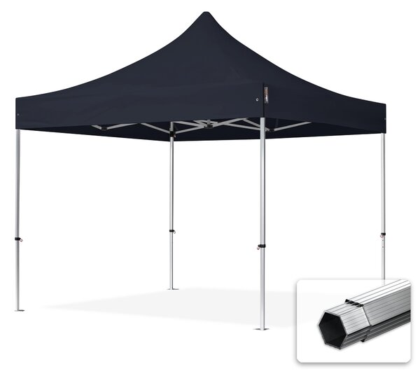 TOOLPORT 3x3m gazebo pieghevole PVC, PROFESSIONAL alluminio, nero