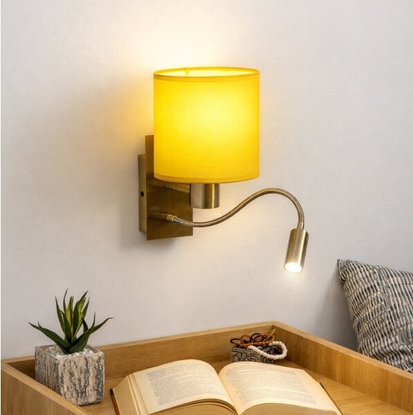 Brilagi-LED Lampada da parete flessibile NUBILA 1xE27/25W/230V + LED/3W ottone/giallo