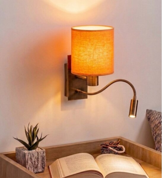 Brilagi - Lampada da parete flessibile LED NUBILA 1xE27/25W/230V + LED/3W ottone/arancione