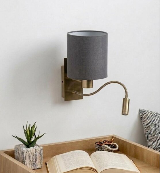 Brilagi - Lampada da parete LED flessibile NUBILA 1xE27/25W/230V + LED/3W ottone/grigio chiaro