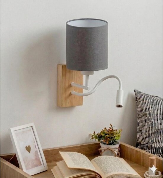 Brilagi - Lampada da parete LED NUBILA WOOD 1xE27/25W/230V + LED/3W rovere/bianco/grigio chiaro