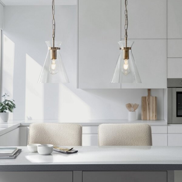 Endon 112859 - Lampadario a catena HARLOW 1xE27/10W/230V ottone