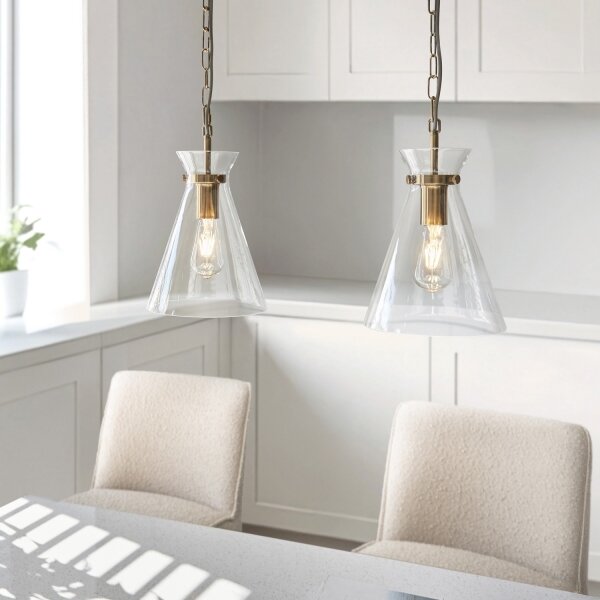 Endon 112859 - Lampadario a catena HARLOW 1xE27/10W/230V ottone