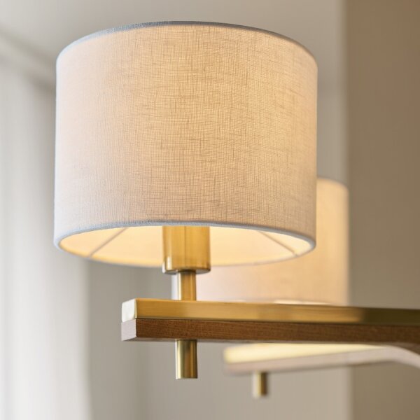 Endon 116994 - Lampadario a catena HEATHCLIFF 5xE14/7W/230V ottone/frassino