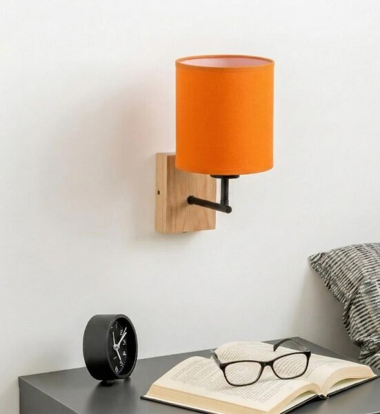 Brilagi - Lampada da parete NUBILA WOOD 1xE27/25W/230V quercia/nero/arancione