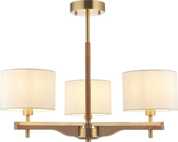 Endon 116993 - Lampadario su asta HEATHCLIFF 3xE14/7W/230V ottone/frassino