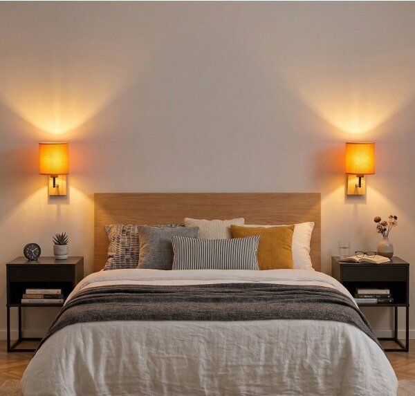 Brilagi - Lampada da parete NUBILA WOOD 1xE27/25W/230V quercia/nero/arancione
