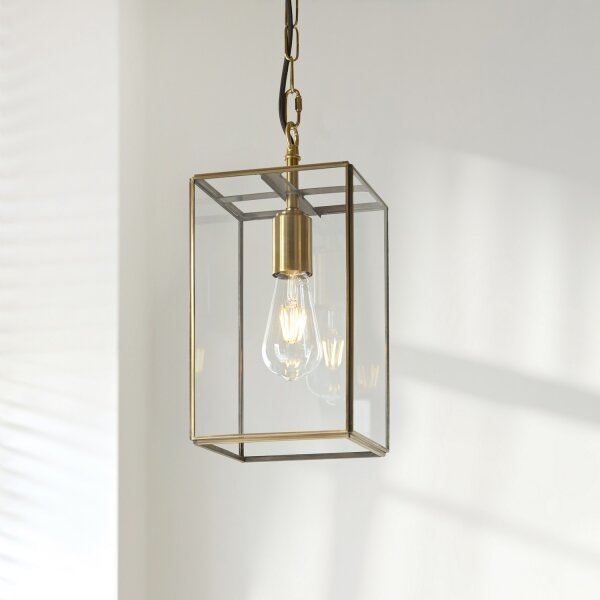 Endon 119142 - Lampadario a catena HAMMOND 1xE27/10W/230V 17x17 cm in ottone
