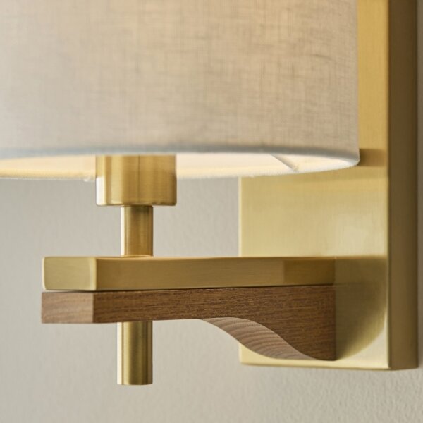 Endon 116995 - Lampada da parete HEATHCLIFF 1xE14/7W/230V ottone/frassino