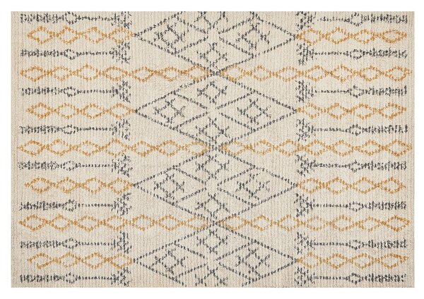 Tappeto in cotone beige 140 x 200 cm motivo geometrico rettangolare soggiorno camera da letto Beliani