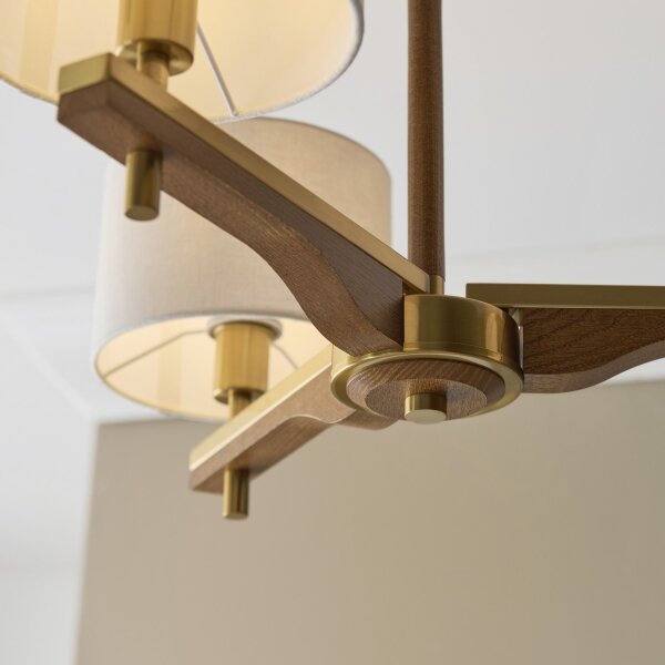 Endon 116993 - Lampadario su asta HEATHCLIFF 3xE14/7W/230V ottone/frassino