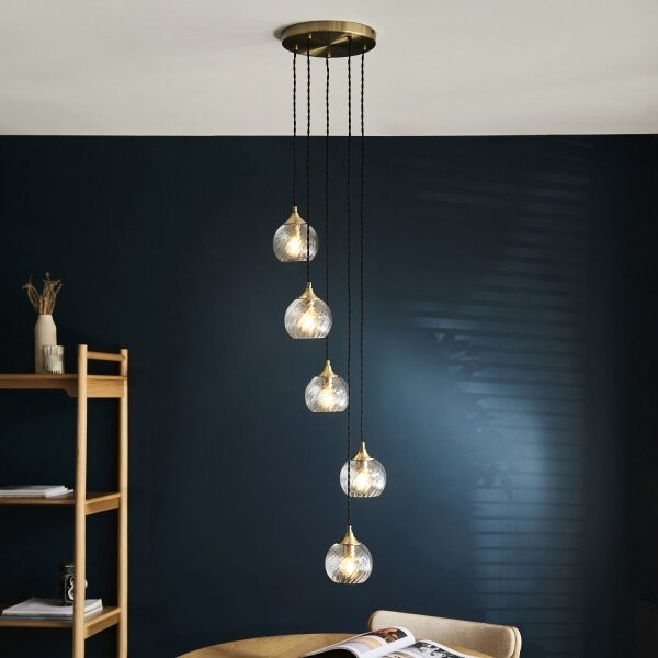 Endon 119435 - Lampadario sospeso su cavo ALLEGRA 5xE14/7W/230V ottone