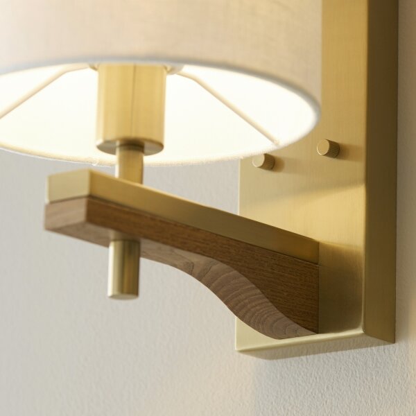 Endon 116995 - Lampada da parete HEATHCLIFF 1xE14/7W/230V ottone/frassino
