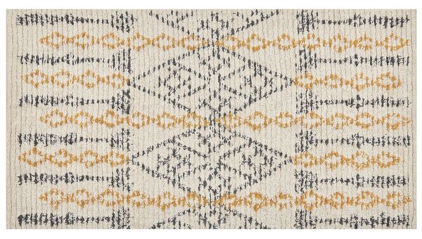 Tappeto beige in cotone 80 x 150 cm rettangolare motivo geometrico soggiorno camera da letto Beliani