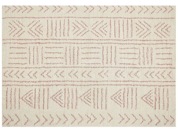 Tappeto in cotone beige 160 x 230 cm rettangolare motivo geometrico soggiorno camera da letto Beliani