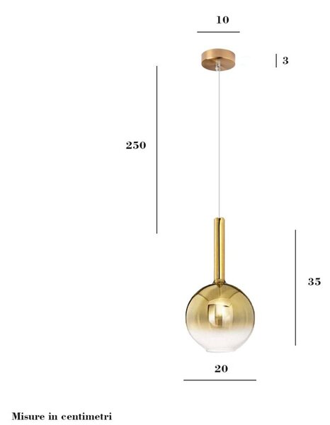 Sospensione vetro oro specchiato perenz lollipop 8554 or 6247 ob e27 led - Perenz