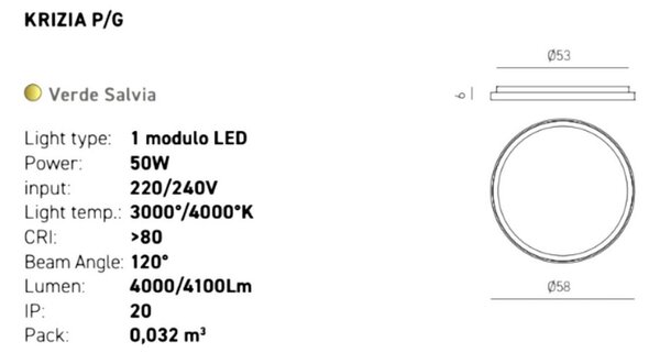 Plafoniera moderna gea luce krizia pg fkrpv3 led verde alluminio metacrilato - Gea Luce