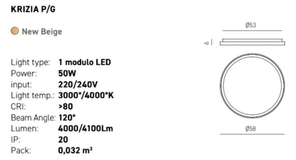 Plafoniera moderna gea luce krizia pg fkrpbe3 led beige alluminio acrilico - Gea Luce