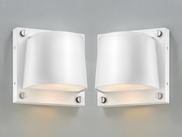 Set da 2 applique da esterno a LED, bianco opaco, faretti da incasso per l'illuminazione della facciata della casa
