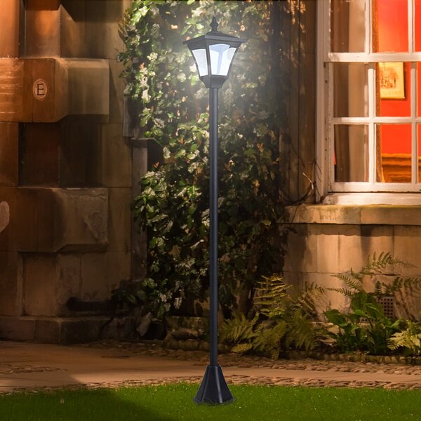 Outsunny Lampada da Giardino Lampada da Terra Lampione LED da Esterno Energia Solare Impermeabile IP44 15×15×120cm Nero|Aosom