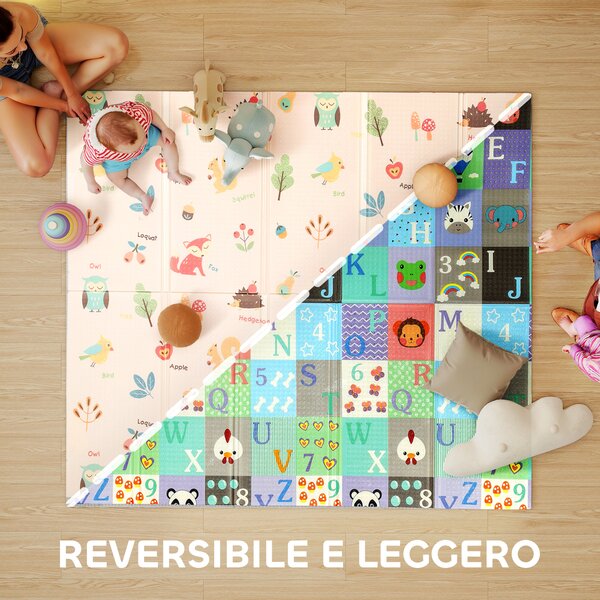 AIYAPLAY Tappeto per Bambini 0-3 Anni con Numeri e Lettere e Superficie Impermeabile, in XPE Multicolore, 176.5x148x1 cm | Aosom Italy