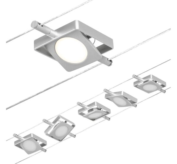 Paulmann 94420 - Kit completo sistema a cavo MAC 230V, 5x LED da 4,5W, cromo opaco