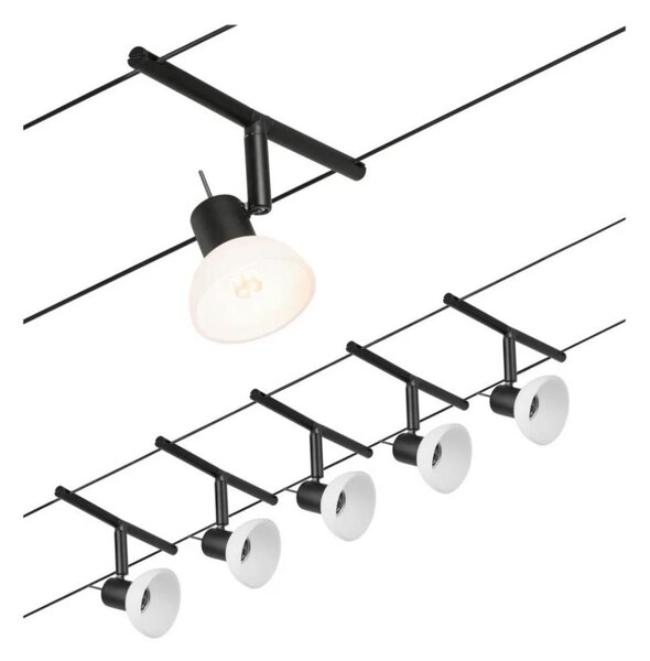 Paulmann 94450 - Set 5x GU5,3/10W Sistema completo a cavo SHEELA 230V nero