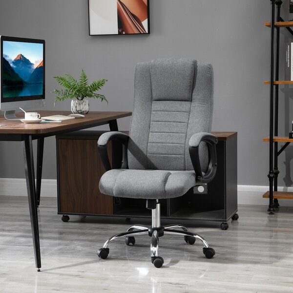 Vinsetto Sedia da Ufficio Ergonomica con Braccioli Imbottiti e Poggiapiedi, Altezza Regolabile, Funzione Dondolo, 62x76x110-119cm Grigio | Aosom Italy