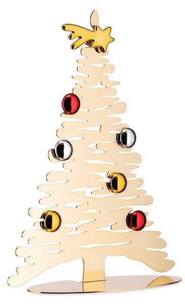 Alessi Decorazione natalizia in acciaio albero di natale piccolo "Bark for Christmas" Oro
