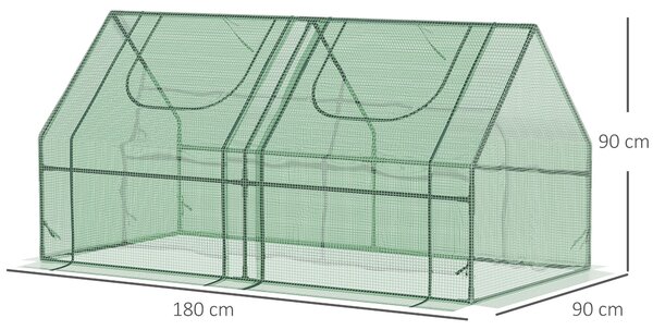 Outsunny Serra per Orto con 2 Porte e 2 Finestre Avvolgibili, in Acciaio e Copertura in PE Anti-Raggi UV, 180x90x90cm, Verde | Aosom Italy