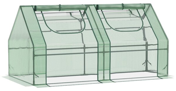 Outsunny Serra per Orto con 2 Porte e 2 Finestre Avvolgibili, in Acciaio e Copertura in PE Anti-Raggi UV, 180x90x90cm, Verde | Aosom Italy
