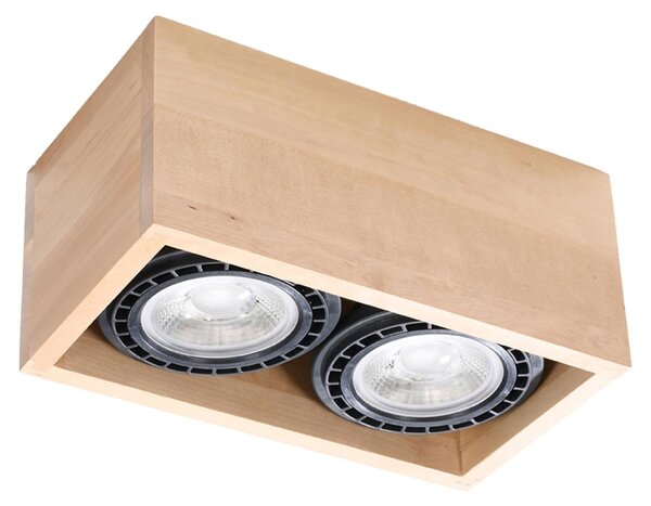 Lampada da soffitto QUATRO 2 in legno naturale 2xGU10/ES111 10W legna 10x14x27cm Sollux Lighting