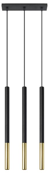 Lampada a sospensione MOZAICA 3L nero/oro 3xG9 8W acciaio 90x5x30cm Sollux Lighting