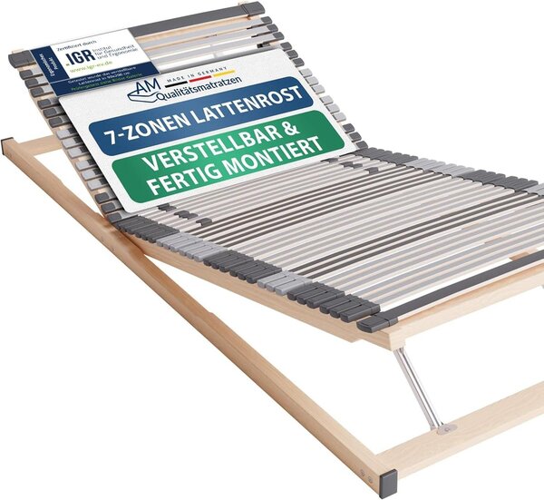 Materassi di qualità AM | Rete a doghe ergonomica a 7 zone | 180x210 cm (2x 90x210 cm) | consegnato completamente assemblato | regolabile | 44 doghe in legno di molle | rete a doghe | 180 x 210 cm