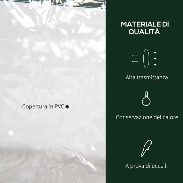 Outsunny Serra da Giardino per Orto con 3 Ripiani e Porta a cerniera avvolgibile, in Plastica e Acciaio, 69x49x125cm, Trasparente | Aosom Italy