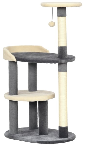 Albero Tiragraffi Per Gatti PawHut - 3 Livelli, Piattaforme, Lettino E Sisal, Rivestimento Peluche - Foto 11