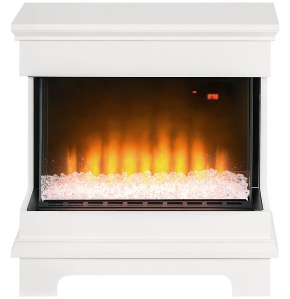 HOMCOM Caminetto Elettrico a 10 Colori con Spegnimento Automatico e Timer da 12h, 61x28x66.5 cm, Bianco|Aosom