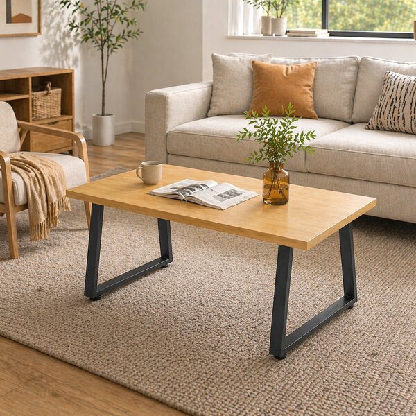 Set 2 Gambe per Tavolo 60x10x43 cm Trapezoidali con 12 Fori e 12 Viti Capacità 75 kg in Acciaio Nero