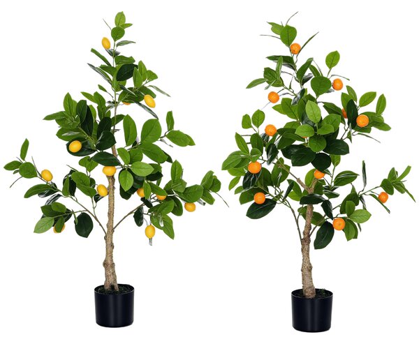 HOMCOM Set 2 Piante Artificiali di Limone e Arancia Alte 120cm per Interno con Vaso | Aosom Italy